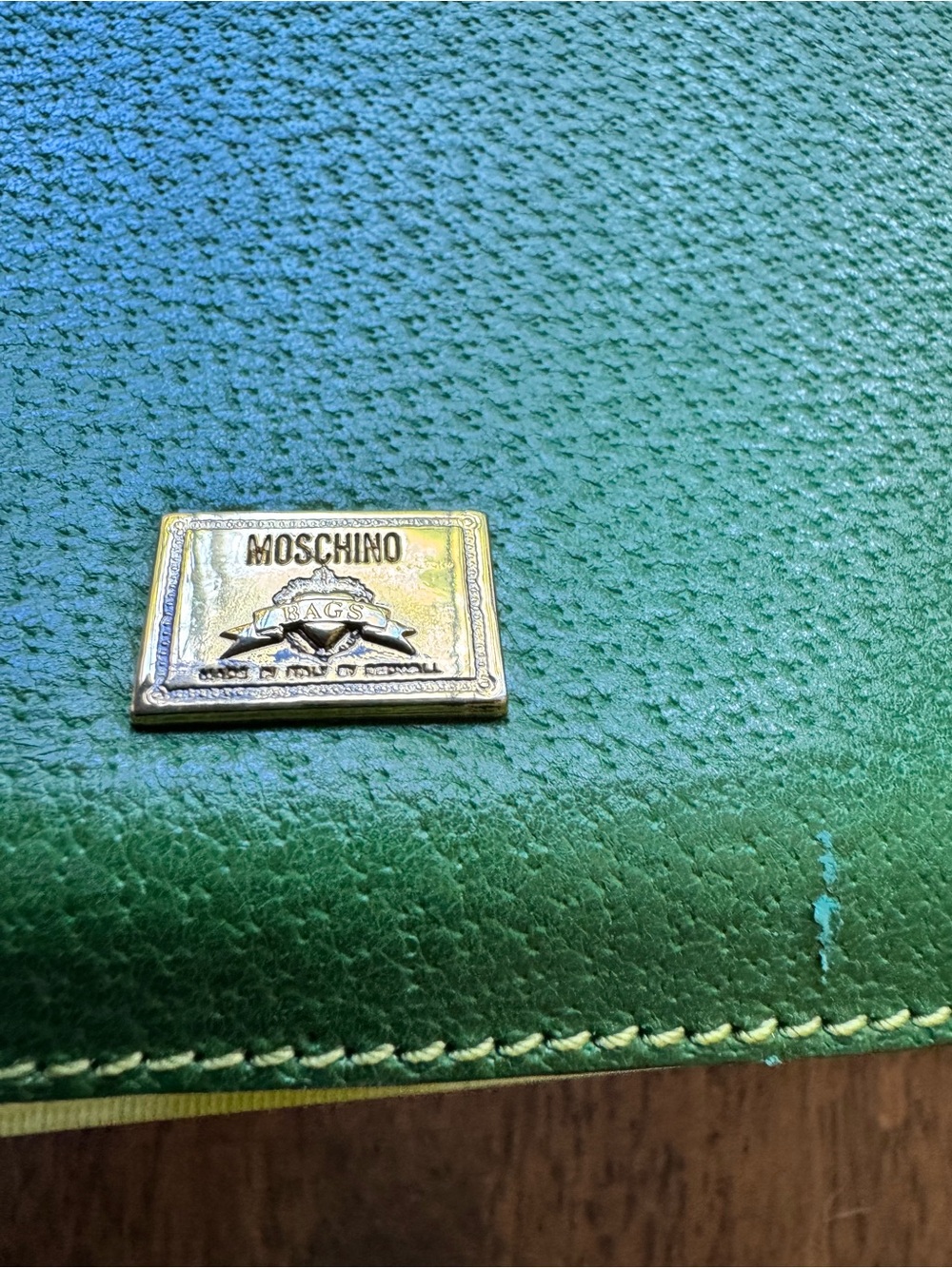 RARE Vintage Moschino Redwall Heart Handle Bag 90s Colorblock Leather Novelty - Picture 4 of 16
